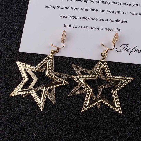 2022 New Sale five-pointed star Trendy Stars Clip Earrings For Women Ear Clip on Earrings Without Piercing Statement Jewlery ► Photo 1/6