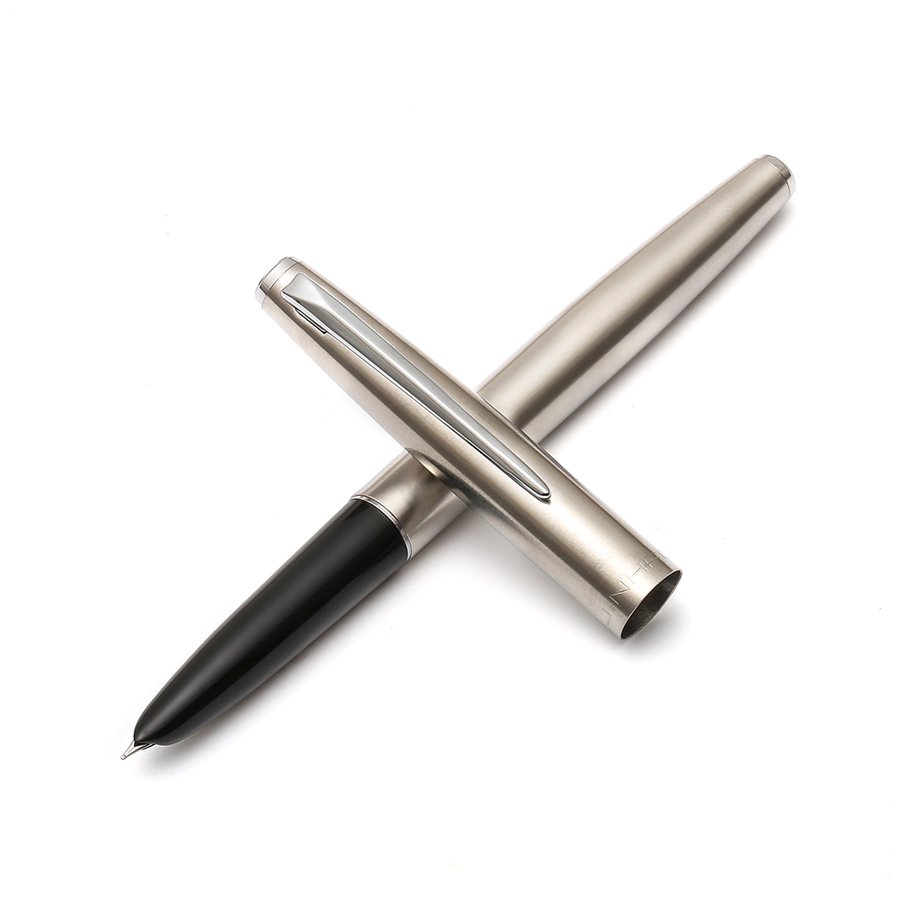 Jinhao Silver Steel Fountain Pen Extra Fine Nib 0.38mm Smooth Finance Office Pen 