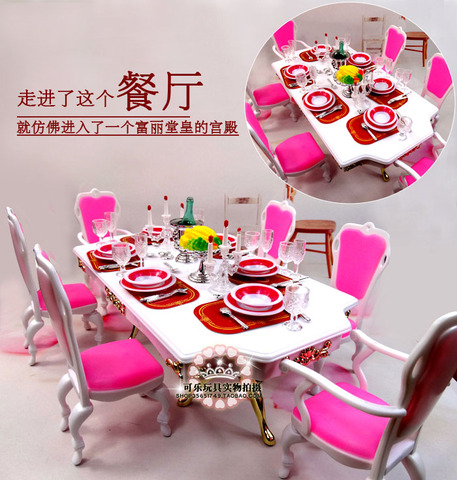 New arrival Christmas/Birthday Gift Children Doll Accessories house Furniture Play Set Cute dinning room For barbie Doll 1/6 ► Photo 1/6