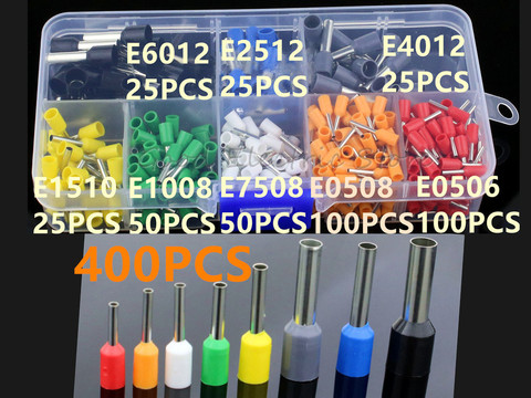 400pcs 8 Size 8 Color Wire Copper Crimp Connector Insulated Cord Pin End Terminal Kit Set ► Photo 1/6