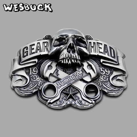 WesBuck Brand New Style High quality Skull men's Women Metal belt buckle With PU Belt Holiday gifts ► Photo 1/3