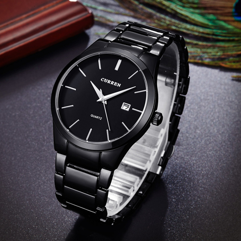 black Curren Top Brand Business Men Male Luxury Watch Casual Full steel Calendar Wristwatches quartz watches relogio masculino ► Photo 1/6