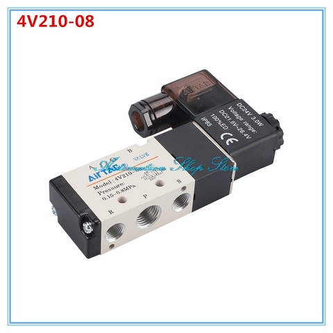 5Way 2 Position Airtac Electric Solenoid Valve 4V210-08 1/4