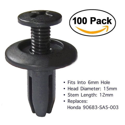 100Pcs Car Plastic Rivets 6mm Hole Dia Fastener Fender Bumper Push Pin Clip AP ► Photo 1/4