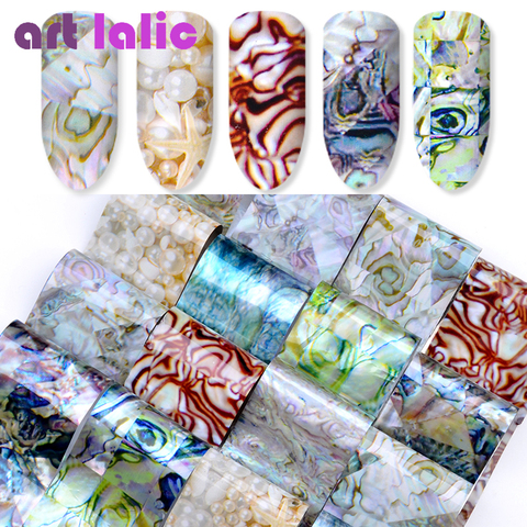 Artlalic New 16 Sheets Gradient Maze Shell Marble Design Nail Sticker 4*20cm Transfer Foil Stickers & Decals DIY Starry Nail Art ► Photo 1/4
