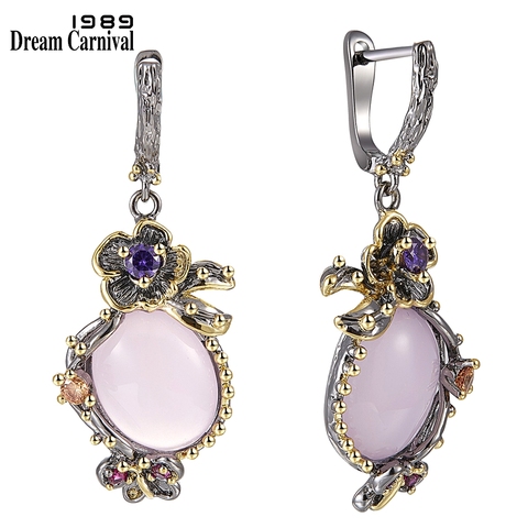 DreamCarnival 1989 Hot Pick Drop Earrings for Women Wedding Party Dangle Earings Pink Opal Stone Fashion Accessories Gift WE3878 ► Photo 1/6