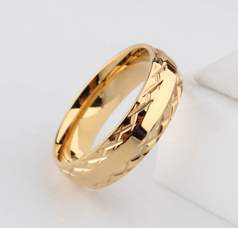 gold color lace wedding rings for men women 6mm pattern stainless steel couple Promotion  jewelry wholesale ► Photo 1/3