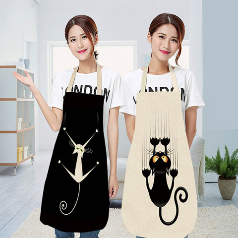 Funny Dog Bulldog Cat Sleeveless Home Cleaning Tools 68*55/47*38cm Kitchen Apron Cotton Linen Easy Cleaning Waterproof Waist Bib ► Photo 1/6