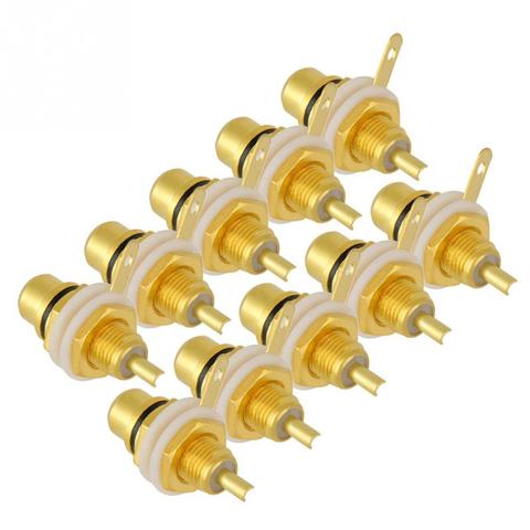 WALFRONT 10Pcs/Lot Gold Plated RCA Jack Female Panel Terminal Socket Chassis HIFI Audio Connector ► Photo 1/6