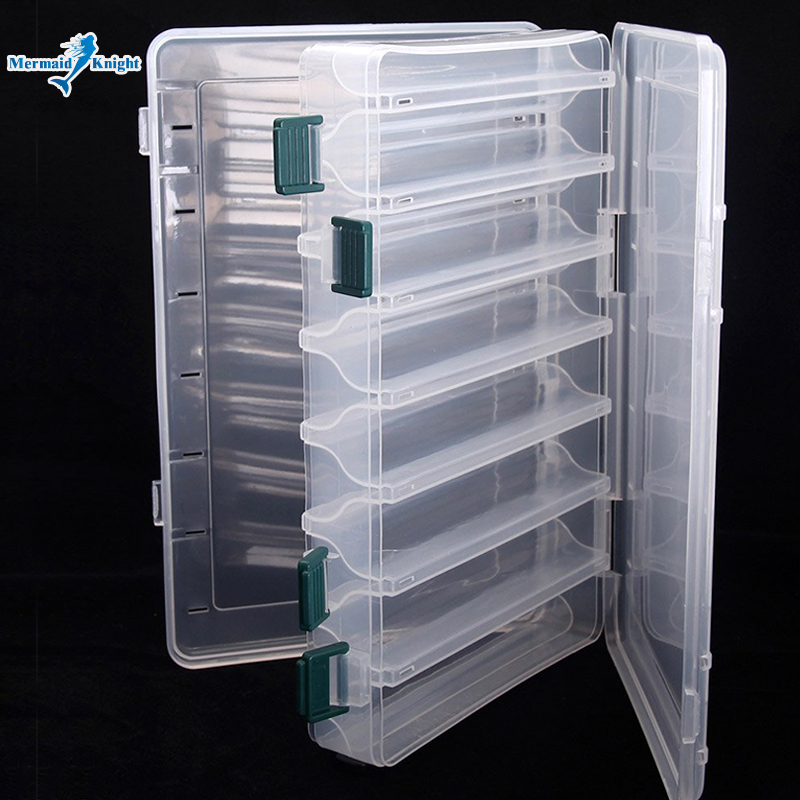 10 Compartments Double-Sided Fishing Lure Hook Tackle Box Bait Squid Jig Case 
