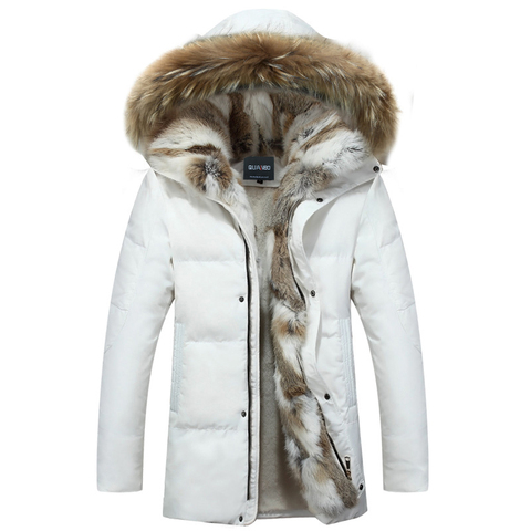 Drop shipping Men's and Women's  Leisure Down Jacket Winter Thick Hood  Detached Warm Waterproof Big Raccoon Fur Collar ABZ58 ► Photo 1/6