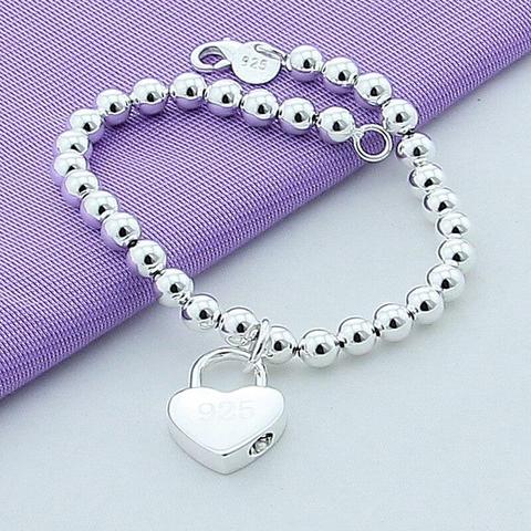 Hot Sale 925 Sterling Silver Jewelry Heart Lock Bracelet High Quality Women Charm Bracelet for Wedding Party ► Photo 1/4