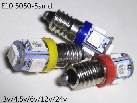 5PCS 6v E10 Instrument bulb 3v display width bulb reading light E10 24V License Plate 4.5V E10 5050 warning bulb Signal light  ► Photo 1/6