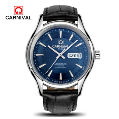 2016 Carnival military automatic mechanical watches men's full steel waterproof vintage luxury famous brand watch leather strap ► Photo 1/6