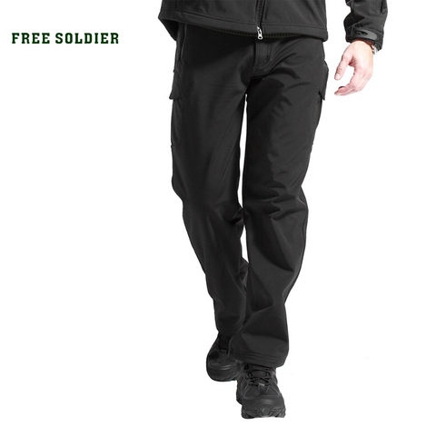 FREE SOLDIER Outdoor Sport Tactical Climbing Hiking Male Pants Softshell Fleece Fabric,Water-ResistantWindproof Pants For Men ► Photo 1/6