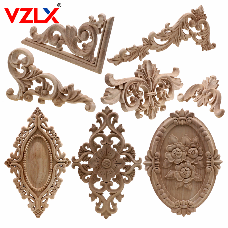 New Flower Wood Carving Natural Wood Appliques for Furniture