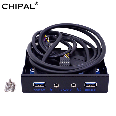 CHIPAL 20Pin 4 Port USB 3.0 Hub PC Front Panel Bracket HD Audio 3.5mm Earphone MIC Connector For Desktop 3.5