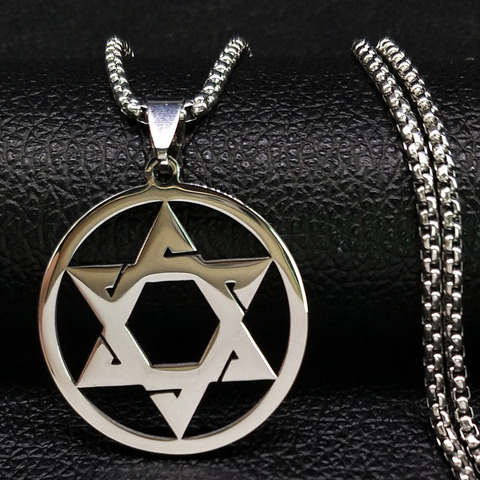 Star Of David Shield Stainless Steel Necklace for Men Women Silver Color Hexagram Pendant Necklace Jewelry hombre N1856 ► Photo 1/6
