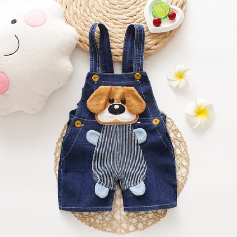 DIIMUU Summer Overalls Shorts Boys Girls Denim Jumpsuits Toddler Clothes Cartoons Dog Casual Jeans Playsuits Baby Clothing ► Photo 1/6