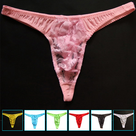 2022 sexy Men Lace Thong Transparent Breathable Panties Men See Through Pouch G-Strings Male Underpants jockstrap gay underwear ► Photo 1/6