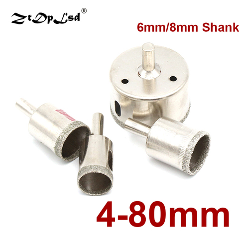 6/8mm Shank 4mm-80mm Diamond Coated Drill Bit Set Tile Marble Glass Ceramic Hole Saw Drilling Bits For Power Core Tiles Holesaw ► Photo 1/5