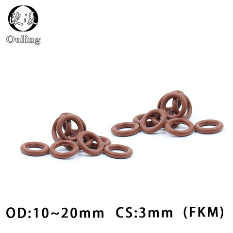 5PCS/lot Fluorine rubber Ring Brown FKM O ring Seal OD10/11/12/13/14/15/16/17/18/19/20*3mm Rubber O-Ring Seal Oil Ring Gaskets ► Photo 1/6