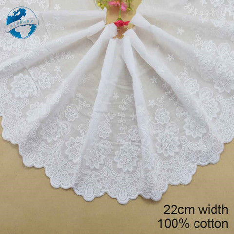 22cm width 100% Cotton embroid lace sewing ribbon guipure trim fabric warp knitting DIY Garment Accessories free shipping#3320 ► Photo 1/5