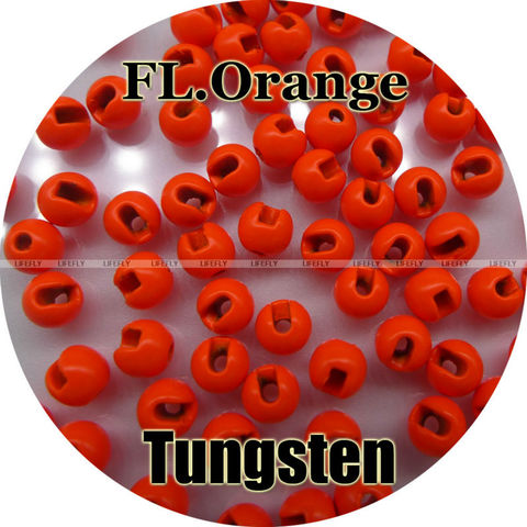 Fluorescent Orange Color, 100 Tungsten Beads, Slotted, Fly Tying, Fly Fishing ► Photo 1/1