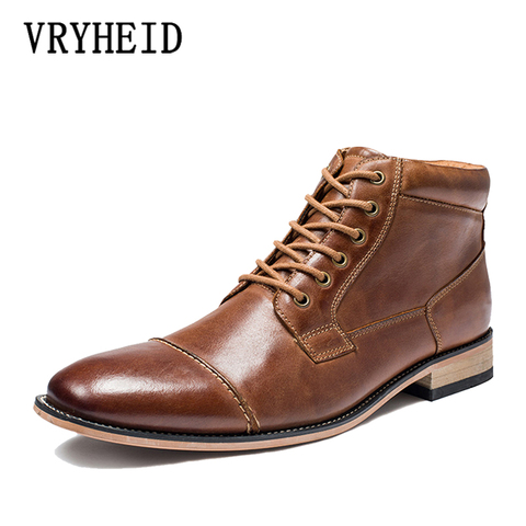 VRYHEID Brand High Quality Men Boots Big Size 40-50 Genuine Leather Vintage Men Shoes Casual Fashion Autumn Winter  Ankle Boots ► Photo 1/6