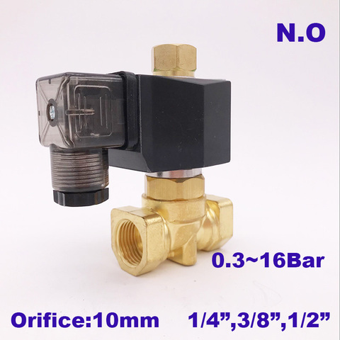 GOGO 2 way brass water Normally open solenoid valve 1/4 3/8 1/2 inch AC 220V 24V 12V Orifice 10mm 16bar PXC pressure valve ► Photo 1/5