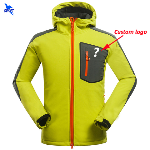 Customize LOGO Waterproof Windproof Fleece Softshell Jacket Men Outdoor Camping Fishing Hiking Coat Breathable Hoodie Clothing ► Photo 1/1