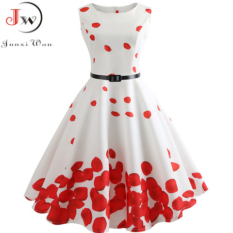 Women Summer Dress Floral Print Retro Vintage 1950s 60s Casual Party Office Robe Rockabilly Dresses Plus Size Vestido Mujer ► Photo 1/6