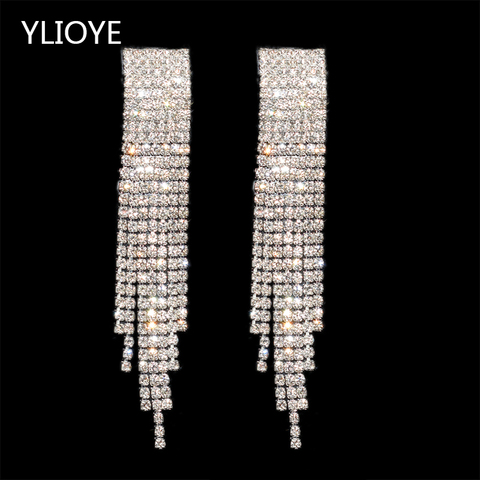 YLIOYE Fashion luxurious Crystal Earrings AB drill Rhinestone long Drop Earrings For Woman Girl Gifts wedding Jewelry Wholesale ► Photo 1/3