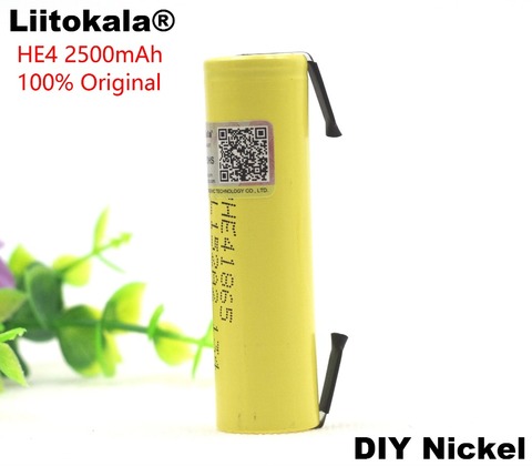 Liitokala 100% New Original HE4 18650 Rechargeable li-lon battery 3.6V 2500mAh Battery 20A 35A discharge + DIY Nickel sheet ► Photo 1/6