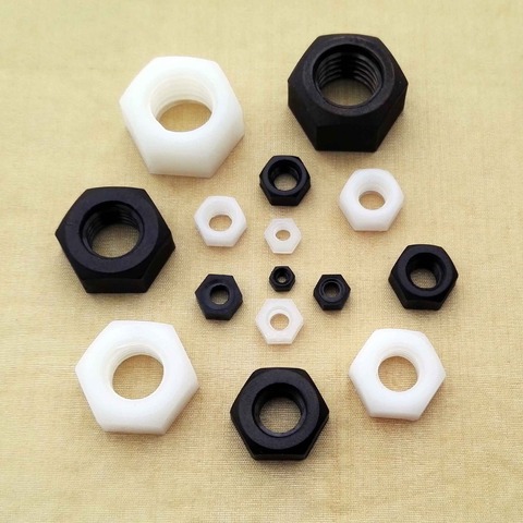 25pcs M2 M3 M4 M5 M6 M8 M10 M12 Brand New Black White Nylon Plastic Insulation Metric Threaded Hex Hexagon Nut For Bolt Screw ► Photo 1/6