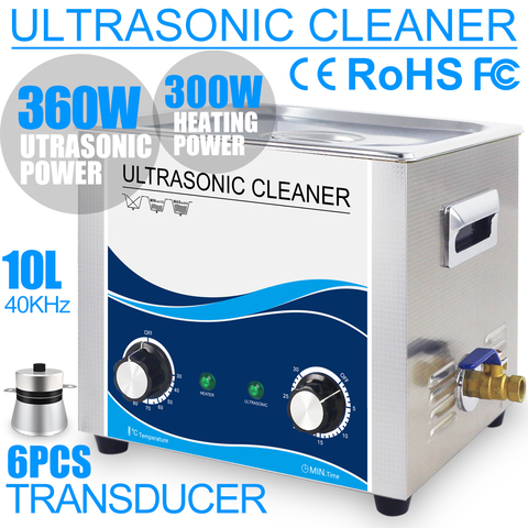 10L Ultrasonic Cleaner Heater 240W 360W Stainless Steel Tank 40KHZ Mechanical Ultrasound Washer for Bike Chain Engine Parts ► Photo 1/6