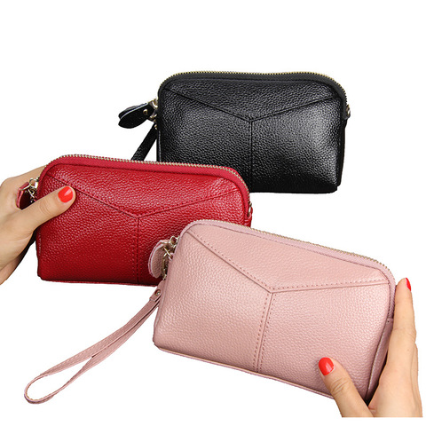 New Fashion Cow Leather Women Long Clutch Wallets Genuine Leather Lady Coin Purse Female Zipper Wallet Organizer Patchwork Solid ► Photo 1/6
