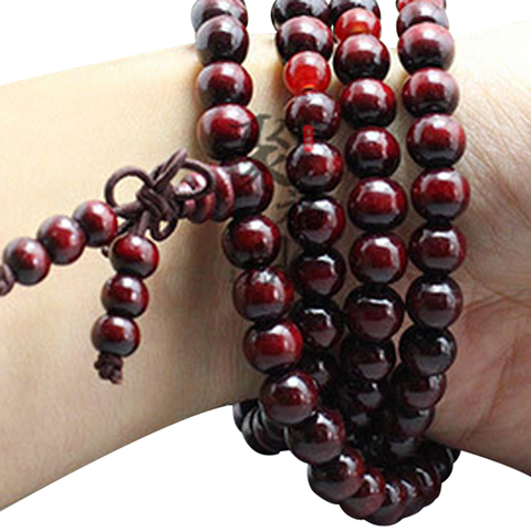 108 Beads 8mm Natural Sandalwood Buddhist Buddha Meditation Beads Bracelet For Women Men Prayer Bead Rosary Hanging Decoration ► Photo 1/6