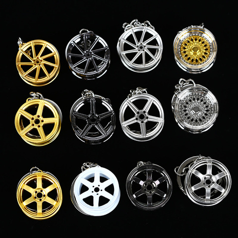 Wheel Rim Hub Tuning Mini Keychain Key Chain Keyring Key Ring Pendent JDM Hellaflush Zinc Alloy Car Truck TE37 CVT MB Design ► Photo 1/6