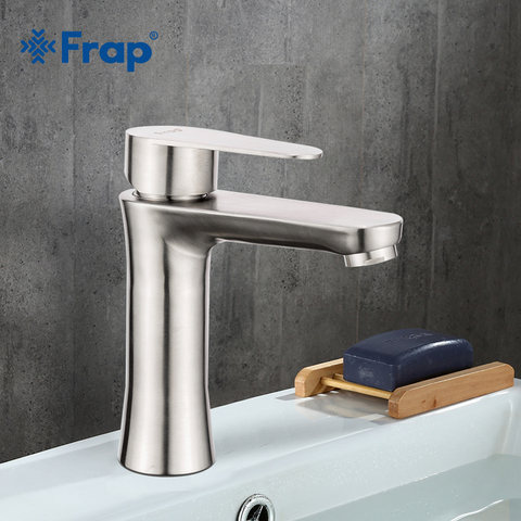 Frap 304 Stainless Steel Tap Brushed Basin Faucet Torneiras Monocomando Vanity Hot and Cold Water Mixer Bathroom Faucets F1048 ► Photo 1/6