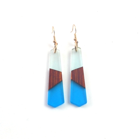 gifts for women earrings jewelry Fashion retro wood resin , hand-made features of natural grain, factory wholesale. ► Photo 1/6