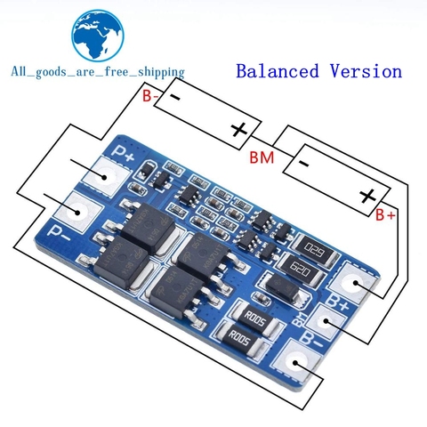 TZT 2S 10A 7.4V 18650 lithium battery protection board 8.4V balanced function/overcharged protection Good ► Photo 1/6