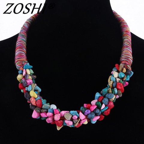 ZOSHI 2022 Trendy Fashion Women's Multilayer Chunky Necklace Bohemia Style Coral Stone Pendant Choker Statement Necklace Jewelry ► Photo 1/6