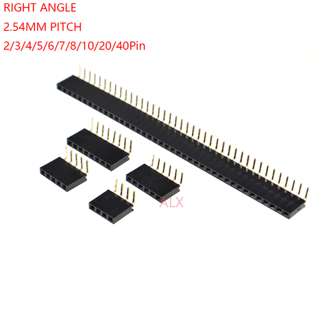 10PCS 1X/2/3/4/5/6/8/10/40 PIN Single Row Right Angle FEMALE PIN HEADER 2.54MM PITCH Strip Connector Socket 3p/4p/6p/8p/20p/40p ► Photo 1/3