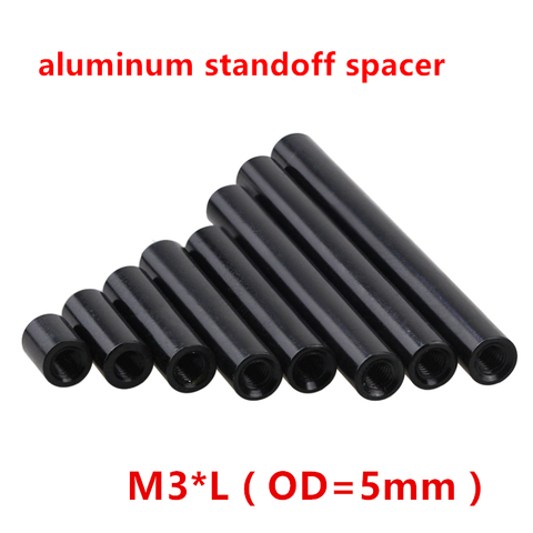 10pcs M3 Aluminum Column M3*4/5/6/8/10/12/15/20/25/30/35/37/40mm Round Standoff Spacer Studs anodize black ► Photo 1/1