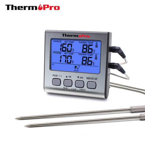 ThermoPro TP17 Digital Kitchen Thermometer Dual stainless-steel probes For Oven Meat Thermometer With Timer And Backlight ► Photo 1/6
