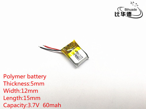 3.7V 60mAh 501215 Lithium Polymer Li-Po li ion Rechargeable Battery cells For Mp3 MP4 MP5 GPS PSP mobile bluetooth ► Photo 1/4