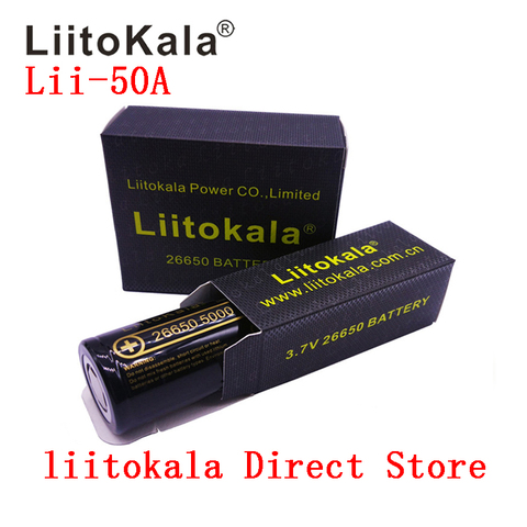 2022 HK LiitoKala Lii-50A 26650 5000mah 26650-50A Li-ion 3.7v Rechargeable Battery for Flashlight 20A new packing ► Photo 1/6