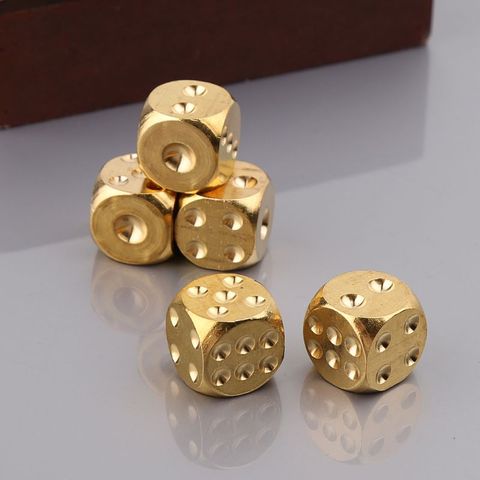 1pc Solid Polished Brass Dice 20mm Metal Cube Copper Dice Entertainment Digital Dice Poker Bar Board Game Gift ► Photo 1/6