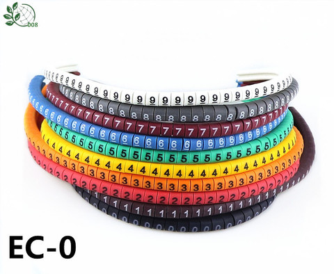 500PCS EC-0 Cable Wire Marker 0 to 9 For Cable Size 1.5 sqmm Colored ► Photo 1/5